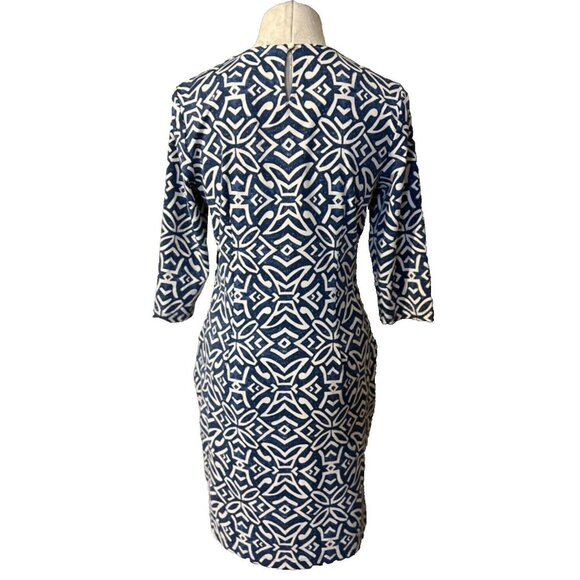 J McLaughlin Catalyst Dress M Medium Blue Cream Nile Geo Pockets NEW NWT - Picture 3 of 8